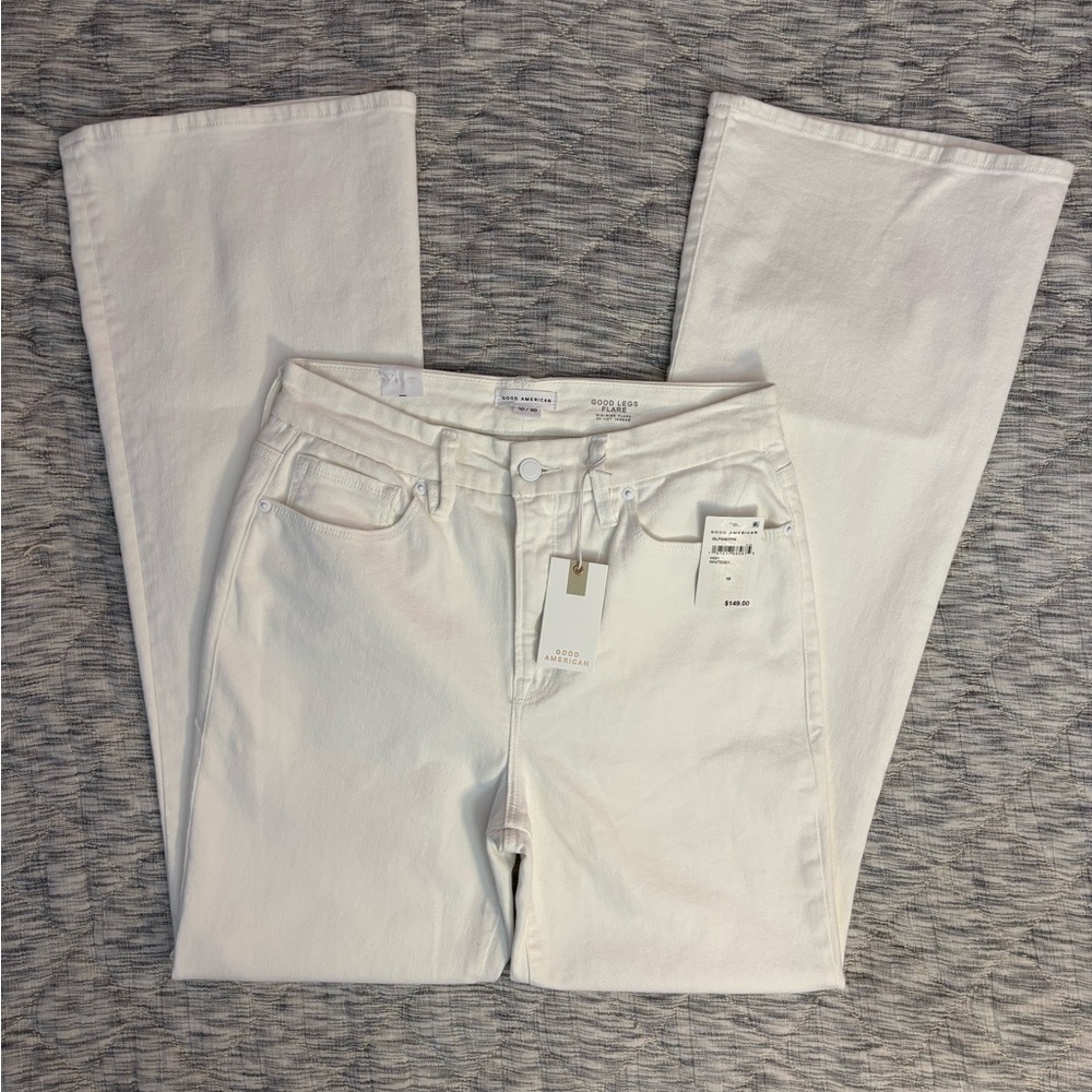 Good American White Good Legs Flare Women Jeans In White Sz 10/30 NWT -